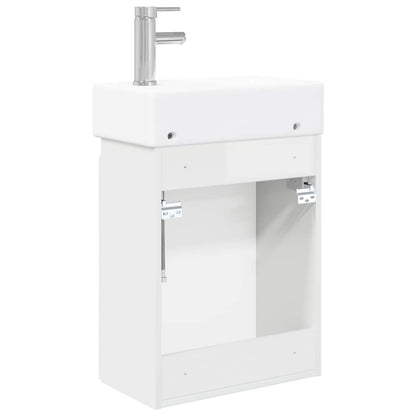 vidaXL Bathroom Vanity Unit with Tap High Gloss White