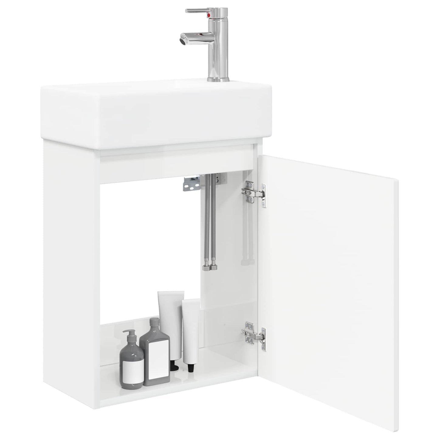 vidaXL Bathroom Vanity Unit with Tap High Gloss White
