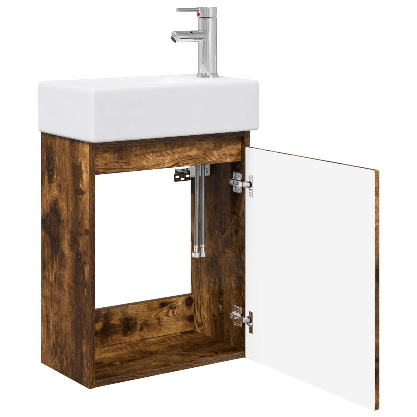 vidaXL Bathroom Vanity Unit with Tap Smoked Oak 45.5 x 25.5 x 84 cm