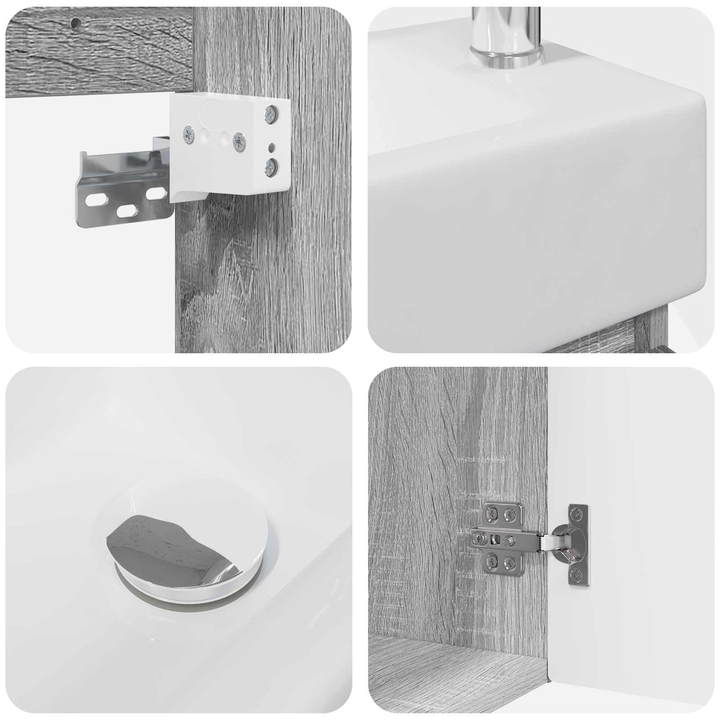 vidaXL Bathroom Vanity Unit with Tap Grey Sonoma 45.5 x 25.5 x 84 cm