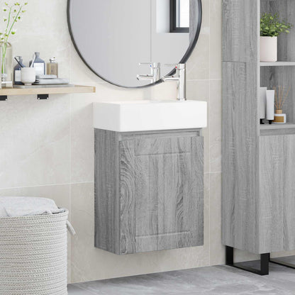 vidaXL Bathroom Vanity Unit with Tap Grey Sonoma 45.5 x 25.5 x 84 cm