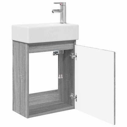 vidaXL Bathroom Vanity Unit with Tap Grey Sonoma 45.5 x 25.5 x 84 cm