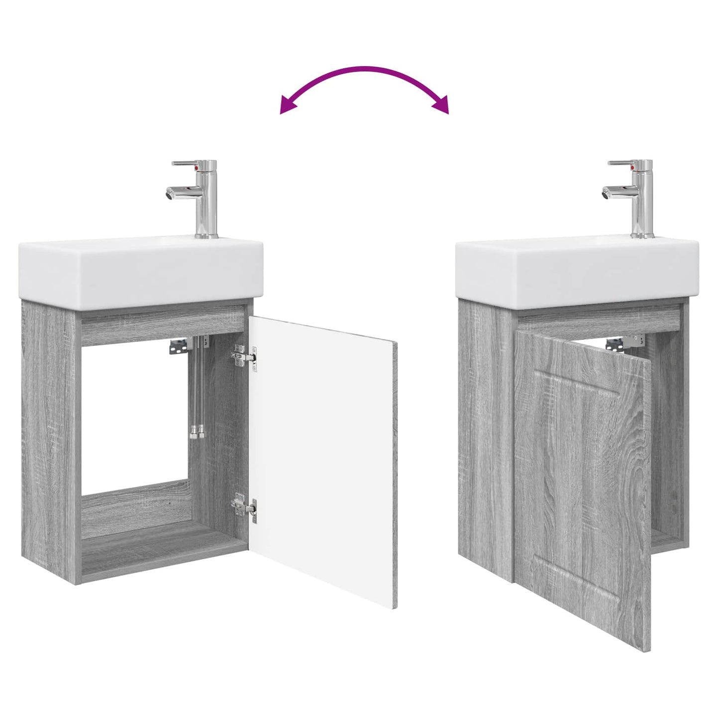 vidaXL Bathroom Vanity Unit with Tap Grey Sonoma 45.5 x 25.5 x 84 cm