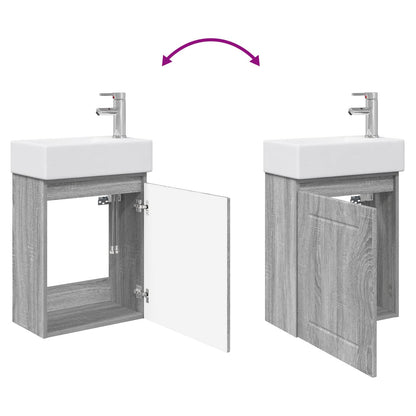 vidaXL Bathroom Vanity Unit with Tap Grey Sonoma 45.5 x 25.5 x 84 cm