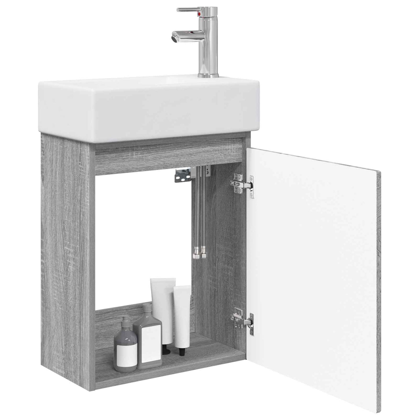 vidaXL Bathroom Vanity Unit with Tap Grey Sonoma 45.5 x 25.5 x 84 cm