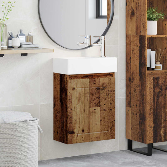 vidaXL Bathroom Vanity Unit with Tap Old Wood 45.5 x 25.5 x 84 cm