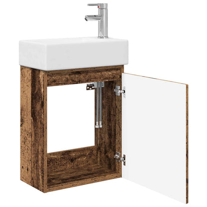 vidaXL Bathroom Vanity Unit with Tap Old Wood 45.5 x 25.5 x 84 cm