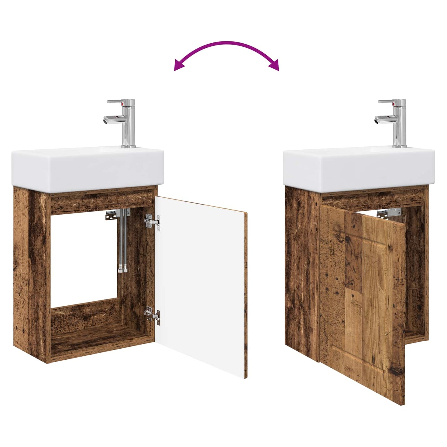vidaXL Bathroom Vanity Unit with Tap Old Wood 45.5 x 25.5 x 84 cm
