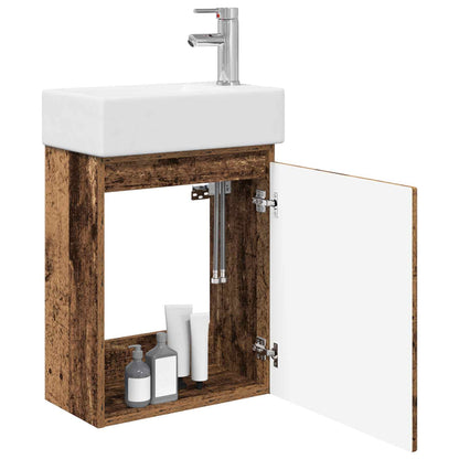 vidaXL Bathroom Vanity Unit with Tap Old Wood 45.5 x 25.5 x 84 cm