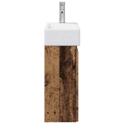 vidaXL Bathroom Vanity Unit with Tap Old Wood 45.5 x 25.5 x 84 cm