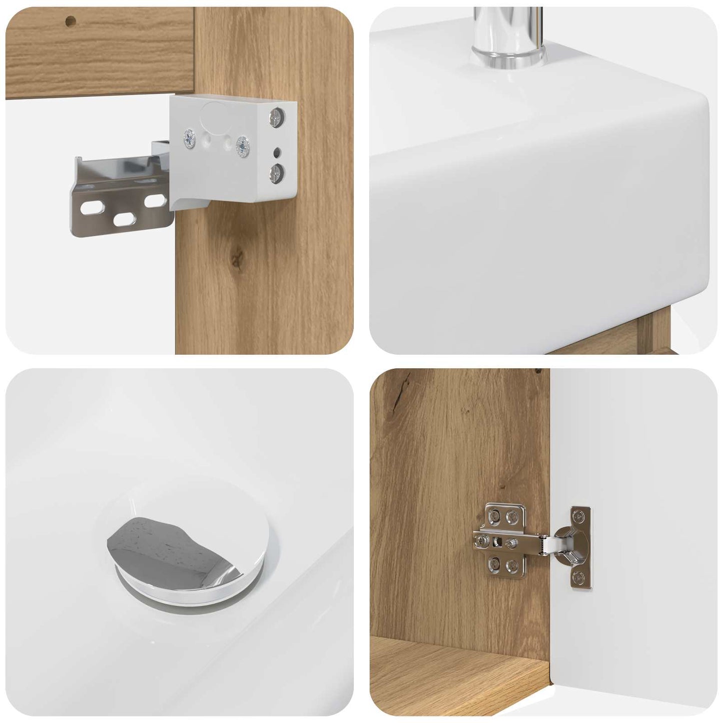 vidaXL Bathroom Vanity Unit with Tap Artisan Oak 45.5 x 25.5 x 84 cm