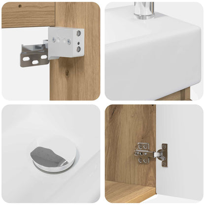 vidaXL Bathroom Vanity Unit with Tap Artisan Oak 45.5 x 25.5 x 84 cm