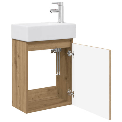 vidaXL Bathroom Vanity Unit with Tap Artisan Oak 45.5 x 25.5 x 84 cm