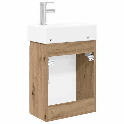 vidaXL Bathroom Vanity Unit with Tap Artisan Oak 45.5 x 25.5 x 84 cm