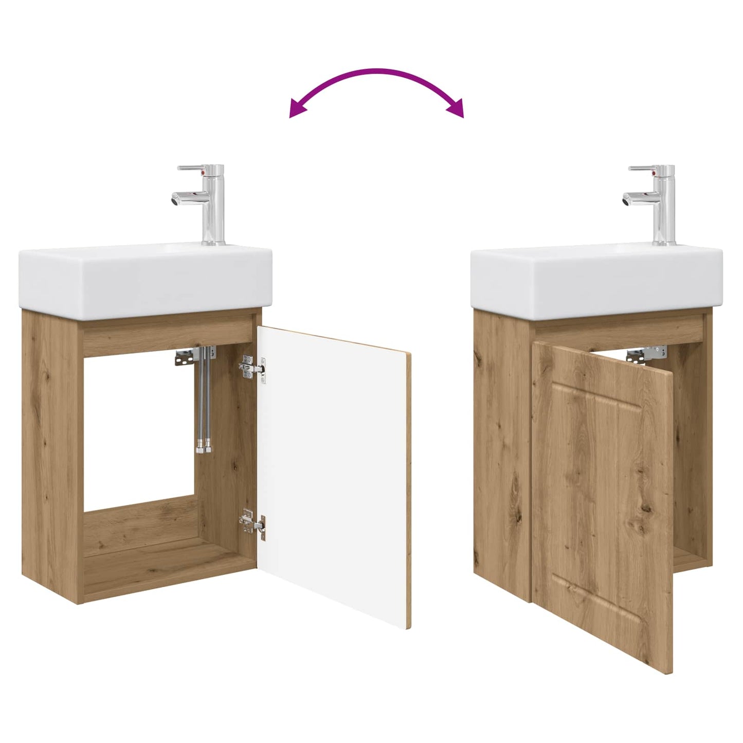 vidaXL Bathroom Vanity Unit with Tap Artisan Oak 45.5 x 25.5 x 84 cm