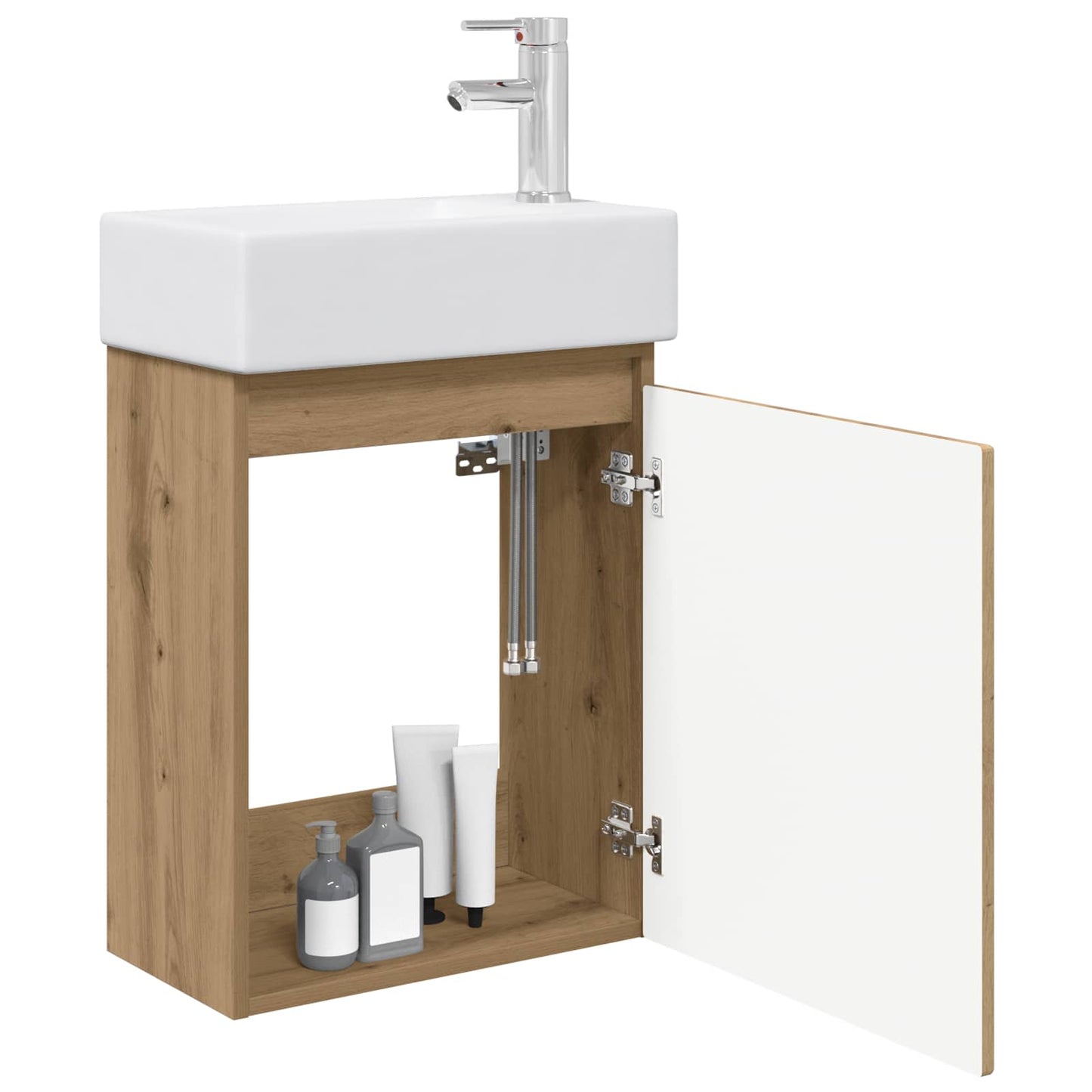 vidaXL Bathroom Vanity Unit with Tap Artisan Oak 45.5 x 25.5 x 84 cm