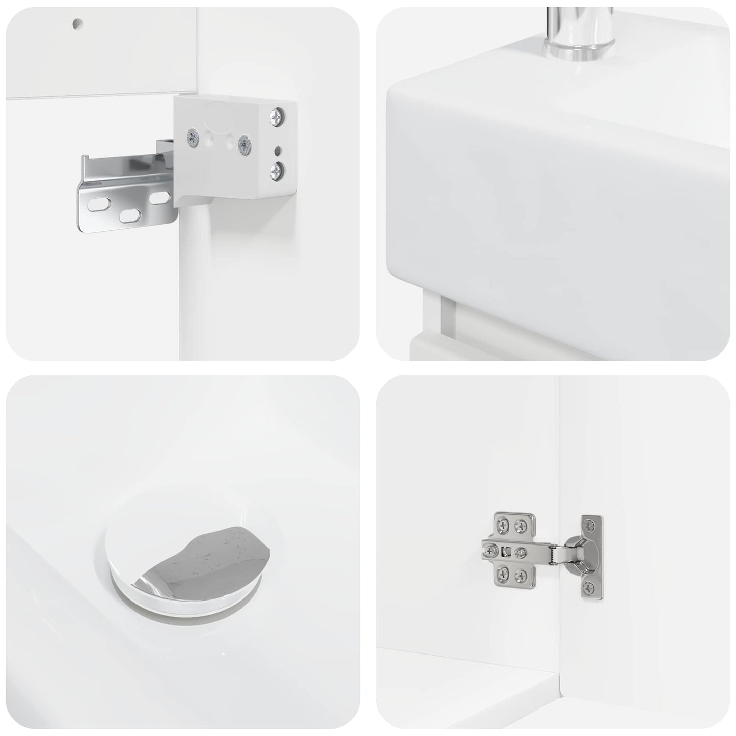 vidaXL Bathroom Vanity Unit with Tap White 45.5 x 22.5 x 84 cm