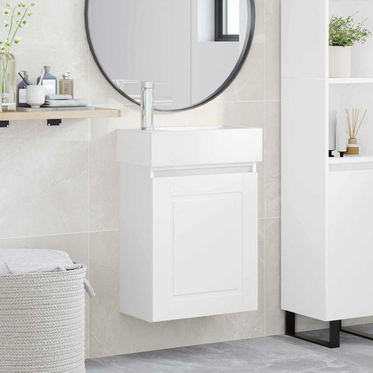 vidaXL Bathroom Vanity Unit with Tap White 45.5 x 22.5 x 84 cm