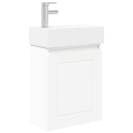 vidaXL Bathroom Vanity Unit with Tap White 45.5 x 22.5 x 84 cm