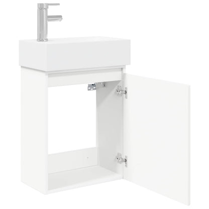 vidaXL Bathroom Vanity Unit with Tap White 45.5 x 22.5 x 84 cm
