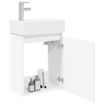 vidaXL Bathroom Vanity Unit with Tap White 45.5 x 22.5 x 84 cm