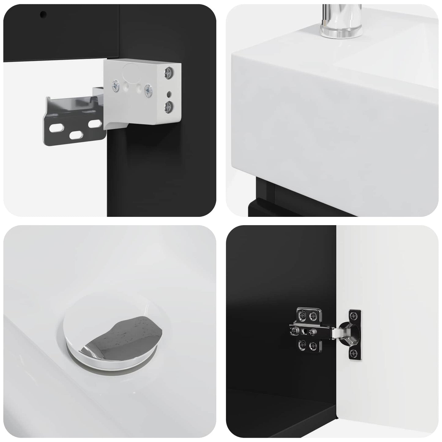 vidaXL Bathroom Vanity Unit with Tap Black 45.5 x 22.5 x 84 cm