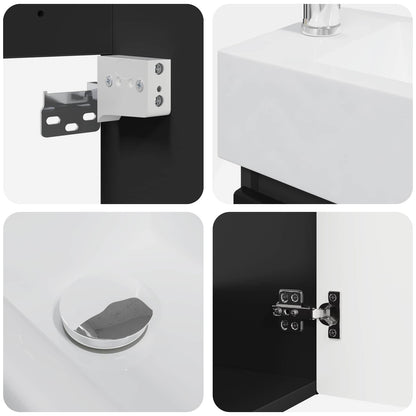vidaXL Bathroom Vanity Unit with Tap Black 45.5 x 22.5 x 84 cm