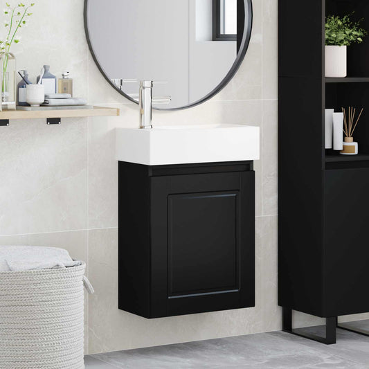 vidaXL Bathroom Vanity Unit with Tap Black 45.5 x 22.5 x 84 cm