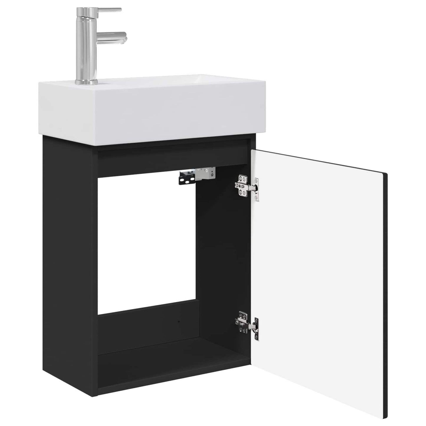 vidaXL Bathroom Vanity Unit with Tap Black 45.5 x 22.5 x 84 cm