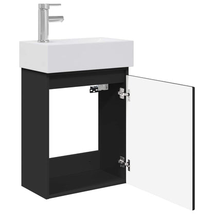 vidaXL Bathroom Vanity Unit with Tap Black 45.5 x 22.5 x 84 cm