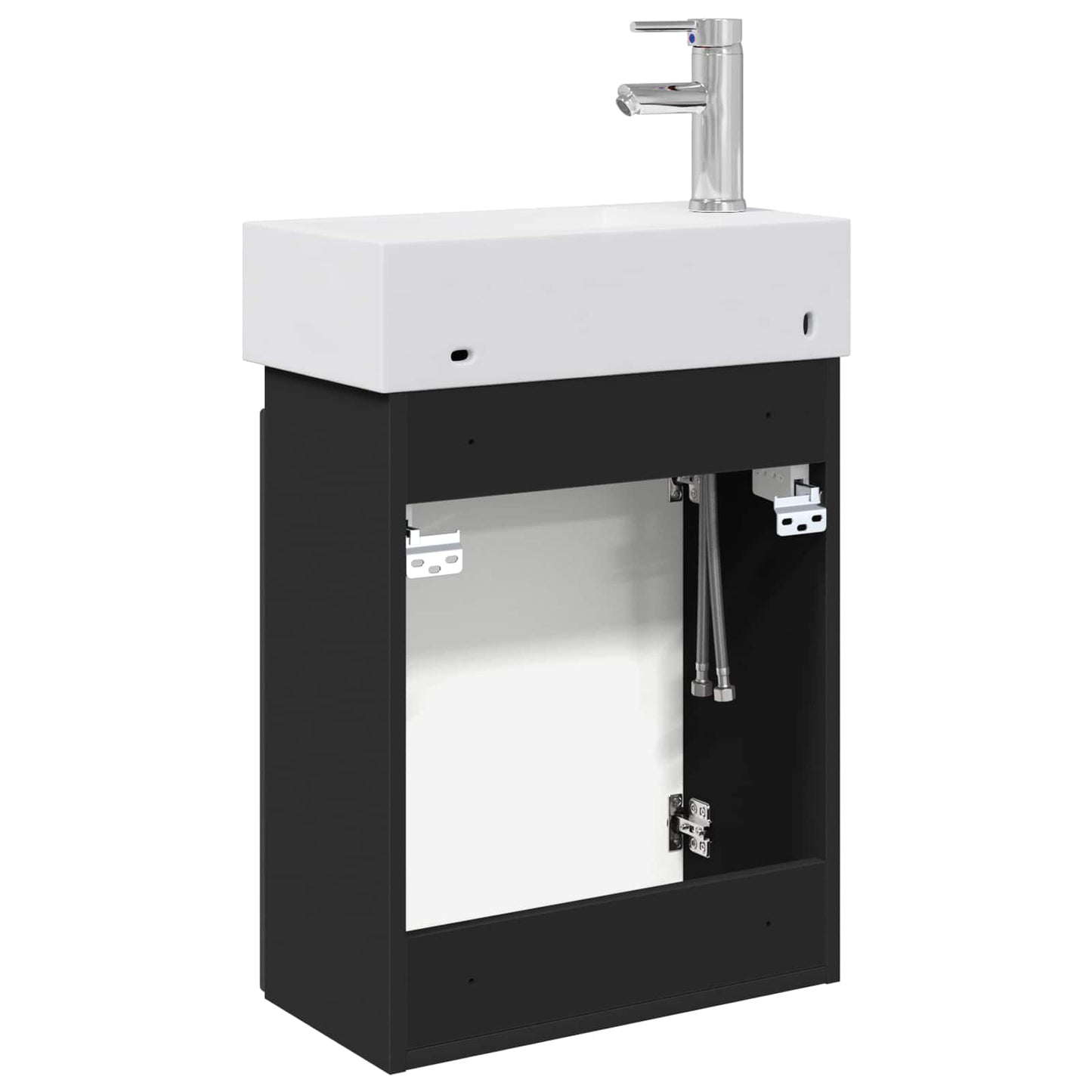 vidaXL Bathroom Vanity Unit with Tap Black 45.5 x 22.5 x 84 cm