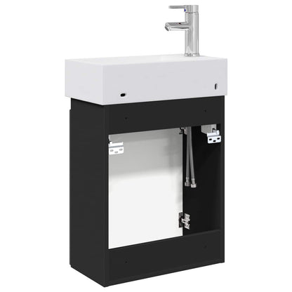 vidaXL Bathroom Vanity Unit with Tap Black 45.5 x 22.5 x 84 cm