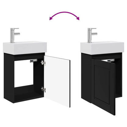 vidaXL Bathroom Vanity Unit with Tap Black 45.5 x 22.5 x 84 cm