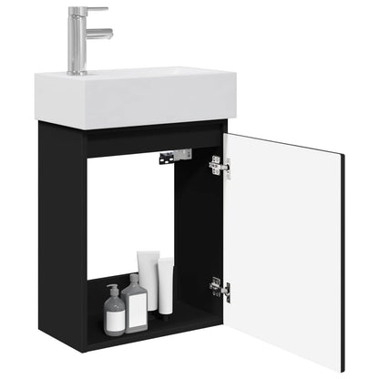 vidaXL Bathroom Vanity Unit with Tap Black 45.5 x 22.5 x 84 cm