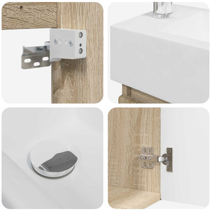 vidaXL Bathroom Vanity Unit with Tap Sonoma Oak 45.5 x 22.5 x 84 cm