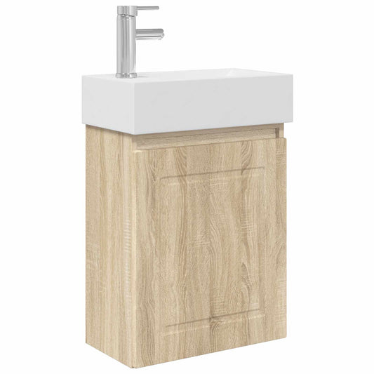 vidaXL Bathroom Vanity Unit with Tap Sonoma Oak 45.5 x 22.5 x 84 cm