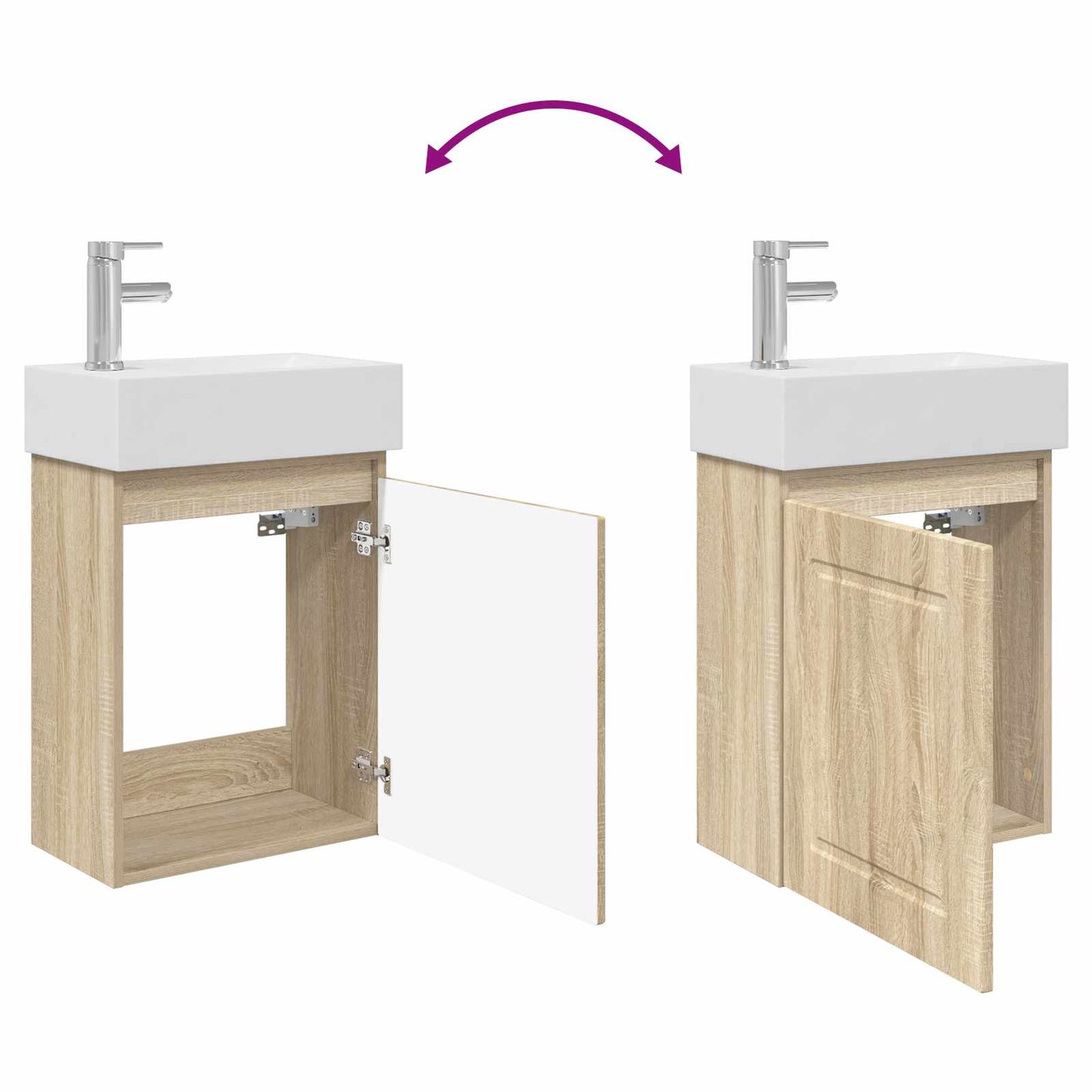 vidaXL Bathroom Vanity Unit with Tap Sonoma Oak 45.5 x 22.5 x 84 cm