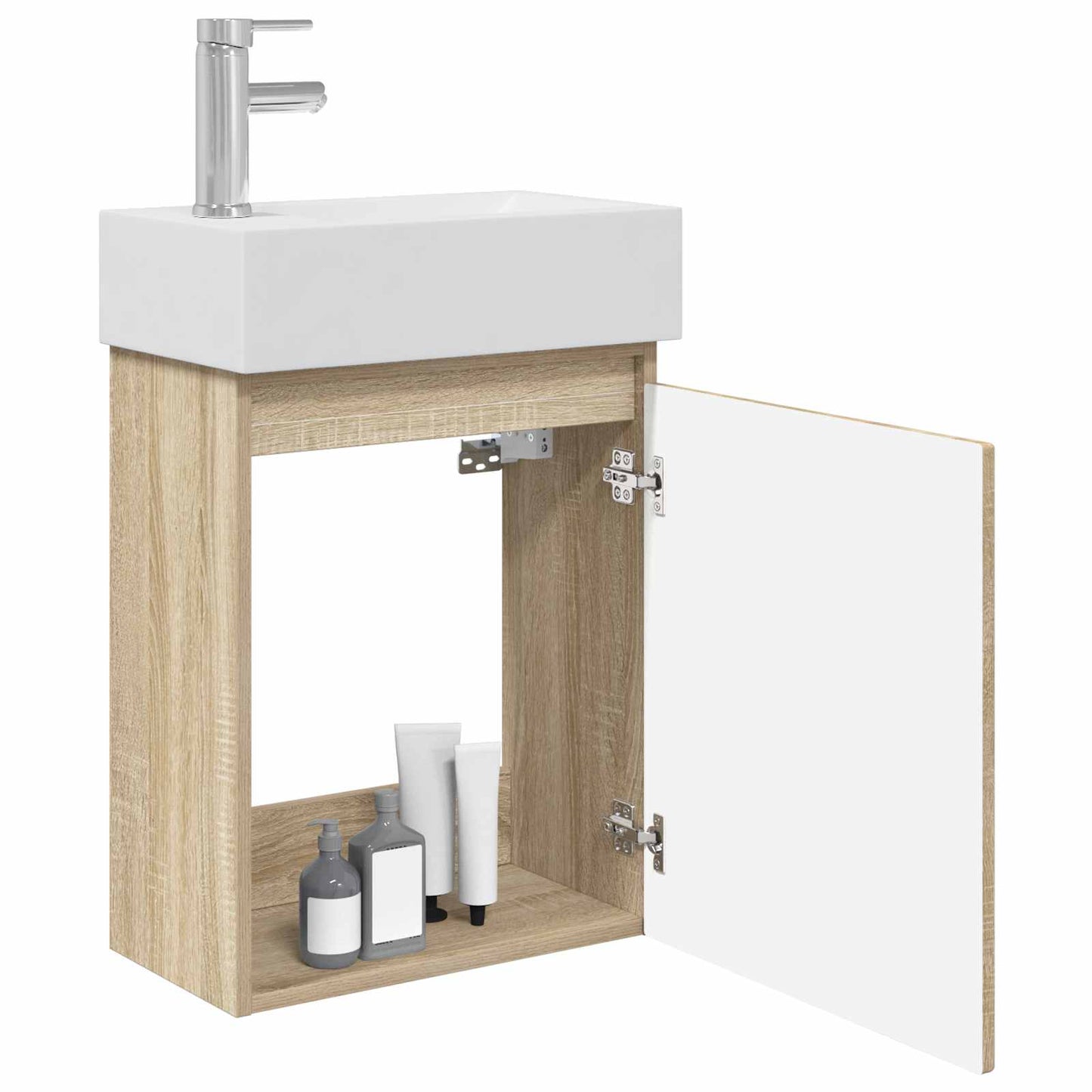 vidaXL Bathroom Vanity Unit with Tap Sonoma Oak 45.5 x 22.5 x 84 cm