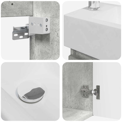 vidaXL Bathroom Vanity Unit with Tap Concrete Grey 45.5 x 22.5 x 84 cm