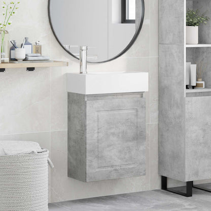 vidaXL Bathroom Vanity Unit with Tap Concrete Grey 45.5 x 22.5 x 84 cm