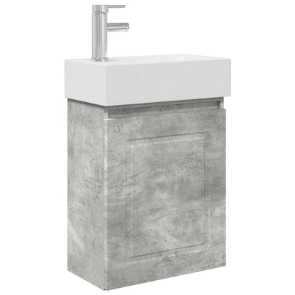 vidaXL Bathroom Vanity Unit with Tap Concrete Grey 45.5 x 22.5 x 84 cm