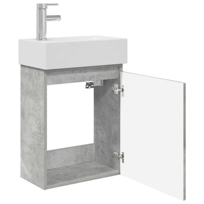 vidaXL Bathroom Vanity Unit with Tap Concrete Grey 45.5 x 22.5 x 84 cm
