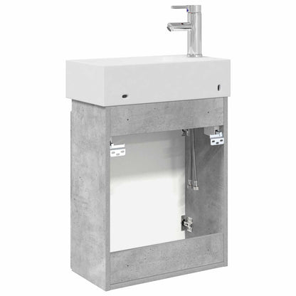 vidaXL Bathroom Vanity Unit with Tap Concrete Grey 45.5 x 22.5 x 84 cm