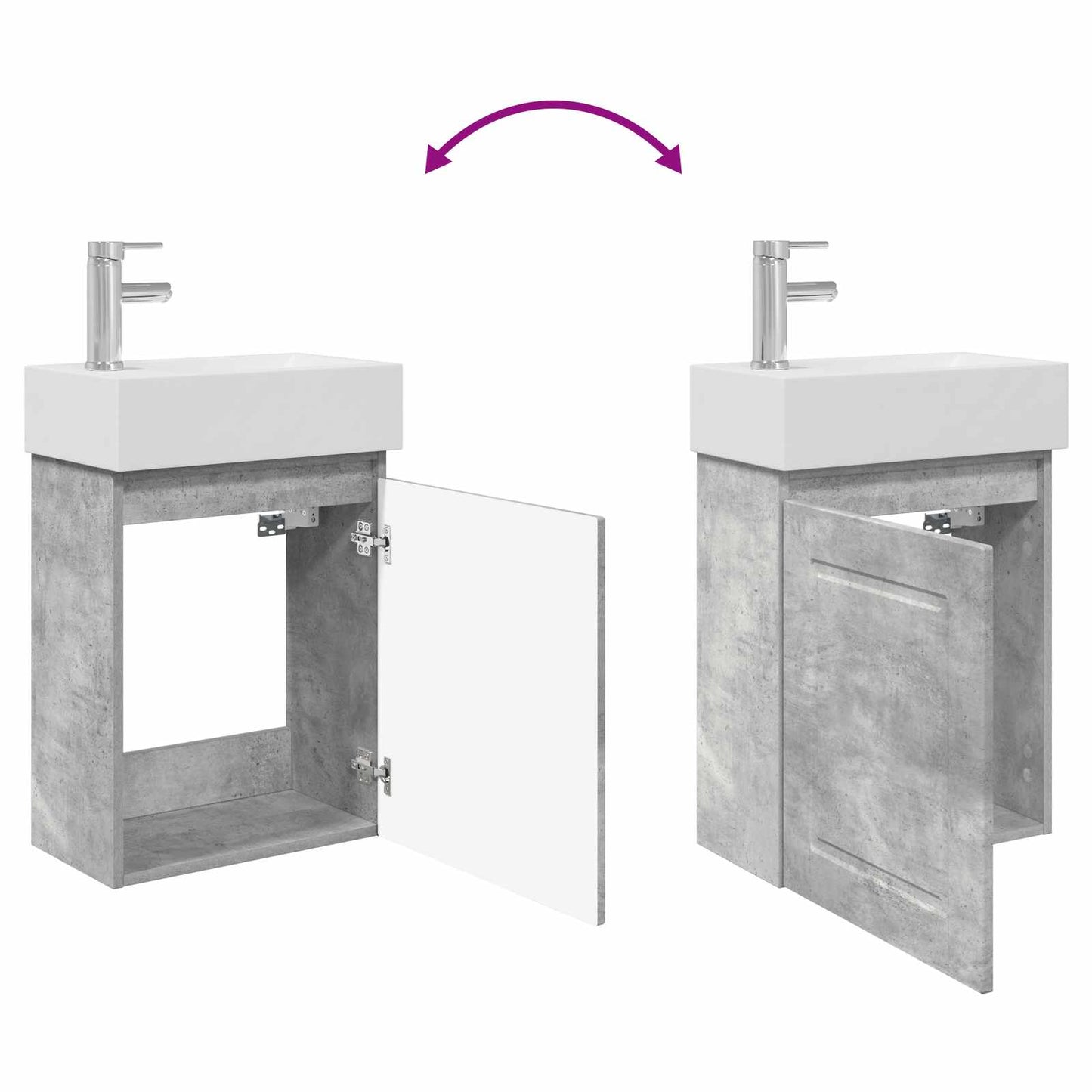vidaXL Bathroom Vanity Unit with Tap Concrete Grey 45.5 x 22.5 x 84 cm