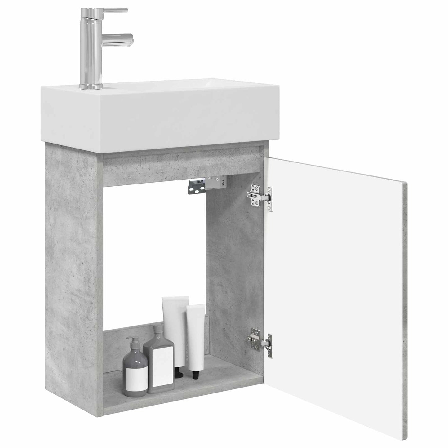 vidaXL Bathroom Vanity Unit with Tap Concrete Grey 45.5 x 22.5 x 84 cm