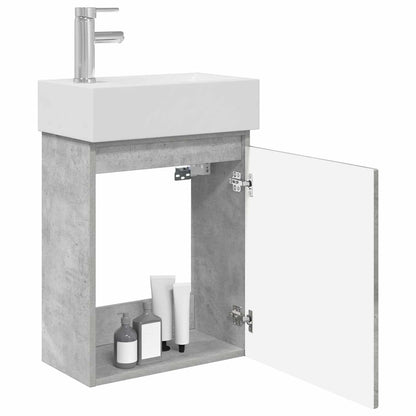 vidaXL Bathroom Vanity Unit with Tap Concrete Grey 45.5 x 22.5 x 84 cm