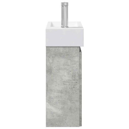 vidaXL Bathroom Vanity Unit with Tap Concrete Grey 45.5 x 22.5 x 84 cm