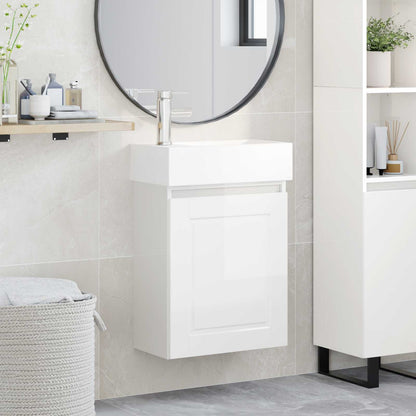 vidaXL Bathroom Vanity Unit with Tap High Gloss White