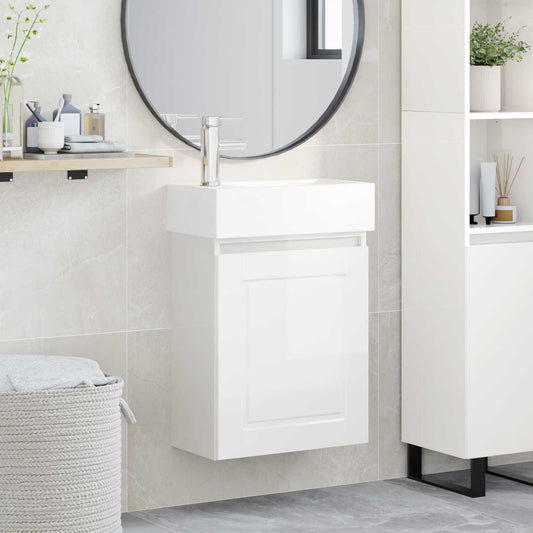 vidaXL Bathroom Vanity Unit with Tap High Gloss White