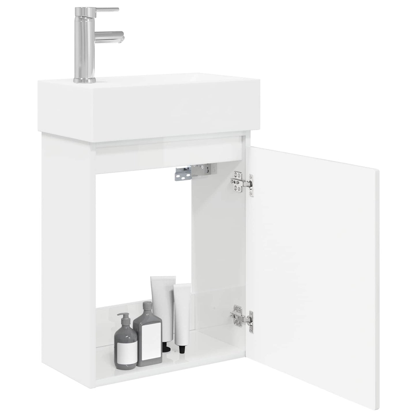 vidaXL Bathroom Vanity Unit with Tap High Gloss White